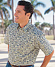 Newport Blue Fish Print Shirt