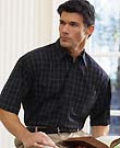 Enro Straight Collar Windowpane Shirt